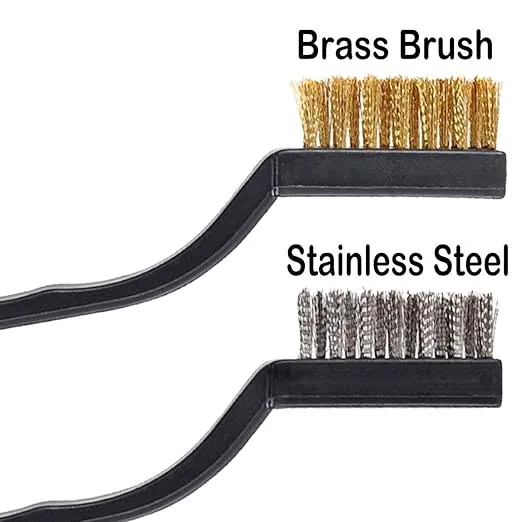 12 Pieces Wire Brush (Stainless Steel + Brass) Scratch Brush, Curved Handle Masonry Brush Wire Bristle for Cleaning Welding Slag and Rust