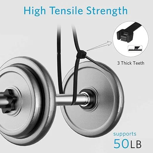 Zip Ties 12 inch (100 Pack), Black, 50 lb, UV Resistant Cable Ties for indoor and outdoor use, by Karoka