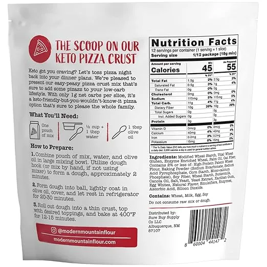 Keto Pizza Crust - Low Carb and Keto Friendly - Only 1g Net Carbs - Incredible Taste and Texture - Zero Sugar - Just Add Water and Oil - Keto Has Never Been So Easy - Keto Food - No Almond Flour - Non-GMO Sourced (7.6oz Mix) (1-Pack)