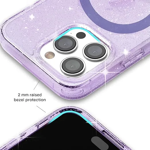 Velvet Caviar Compatible with iPhone 15 PRO MAX Case Purple Glitter [8ft Drop Tested] Compatible with MagSafe - Cute Protective Girly Sparkle Cases (Lilac Stardust)