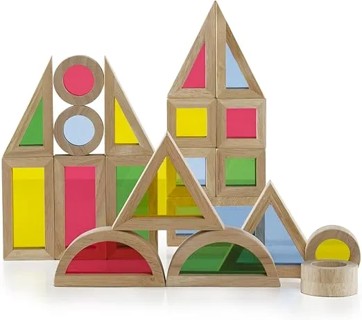 Guidecraft Jr. Rainbow Blocks: 40 Piece Set - Kids Learning & Educational Toys, Stacking Blocks