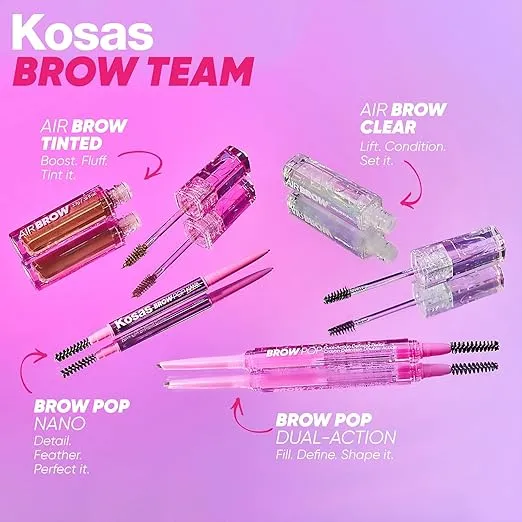 Kosas Air Brow Tinted Gel with Clean, Vegan Ingredients for Fluffy, Full and Healthy Brows, Longwear (Brown Black)