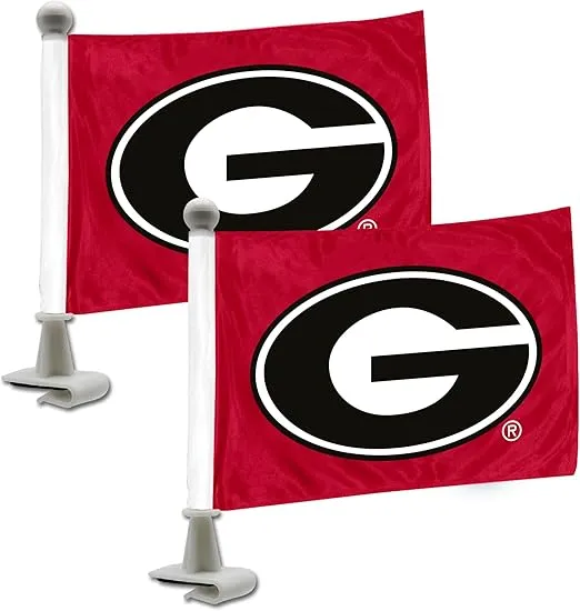 FANMATS 61903 Georgia Bulldogs Ambassador Car Flags - 2 Pack Mini Auto Flags, 4in X 6in, Perfect for Hood or Trunk