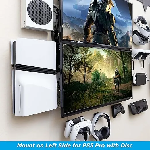 HIDEit Mounts for PS5 Pro and the Original PS5! - Patented Wall Mount Kit for Playstation 5 - Keeps your Console Cool - American Company - Quality Steel Mount for PS5 and PS5 Pro (Not PS5 Slim)