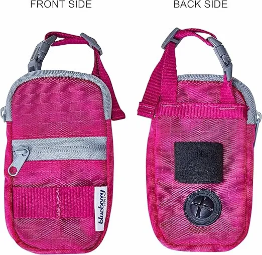 Blueberry Style Cerise Pink Dog Waste Bag Dispenser, Dog Poop Bag Holder Leash Attachment, Includes 1 Roll of Free Poop Bags