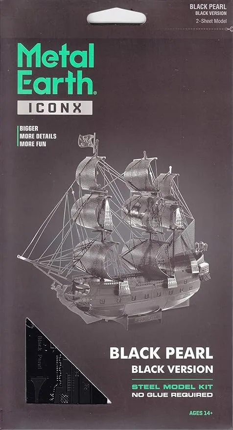 Metal Earth Puzzle 3D Black Pearl Ship Pirates of The Caribbean Metal Puzzle Model Kits for Adults Moderate Level 14.61 X 4.45 X 11.43 Cm