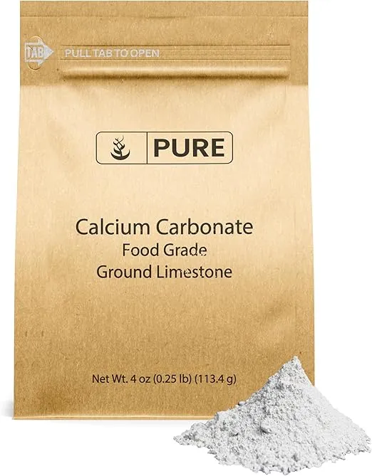 Pure Original Ingredients Calcium Carbonate (4 oz) Dietary Supplement, Food Preservative, Acid Neutralizer