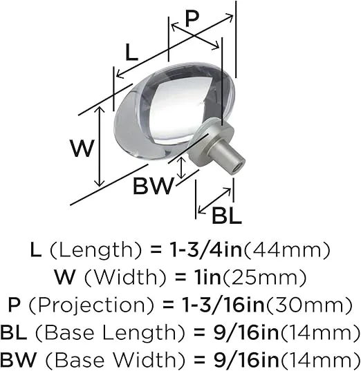 Amerock | Cabinet Knob | Clear/Satin Nickel | 1-3/4 inch (44 mm) Length | Glacio | 1 Pack | Drawer Knob | Cabinet Hardware