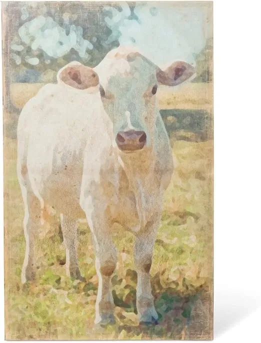 Park Hill Collection EWA01119 Charolais Cow Canvas Print Wall Art, 36-inch Height Multicolor 22.5inchL x 1.75inchW x 36inchH