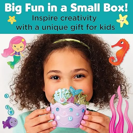 Creativity for Kids Mini Garden: Mermaid Terrarium Kit - Mermaid Gifts for Girls, Crafts for Kids and Mermaid Toys Ages 6-8+, Stocking Stuffers for Kids