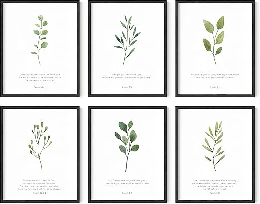 HAUS AND HUES Bible Verses Wall Decor - Set of 6 Christian Wall Decor Scripture Wall Art, Bible Verse Posters Biblical Wall Decor Scripture Art Wall Decor Christian Posters for Wall UNFRAMED (8"x10")