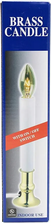 Creative Hobbies® Pack of 6 Electric Window Candle with On/Off Switch, Incandescent Light Bulb, Brass Plated Base, Ready to Use (Original)