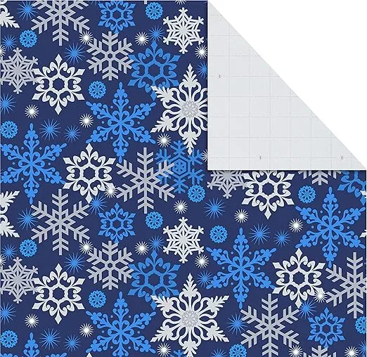 Hallmark Christmas Flat Wrapping Paper Sheets with Gift Tag Seals - Snowflakes, Deer, Tartan Plaid Gift Wrap Paper (12 Sheets, 16 Gift Tag Stickers) for Holiday Parties, Hanukkah, Winter Weddings