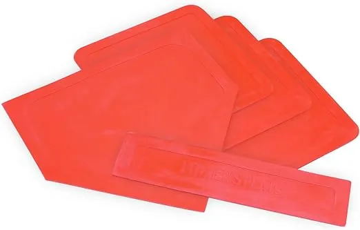 Champion Sports Throwdown Base Set: 5 Youth League Kids Baseball & Softball Rubber Throw Down Bases - Boys & Girls Training & Practice Equipment