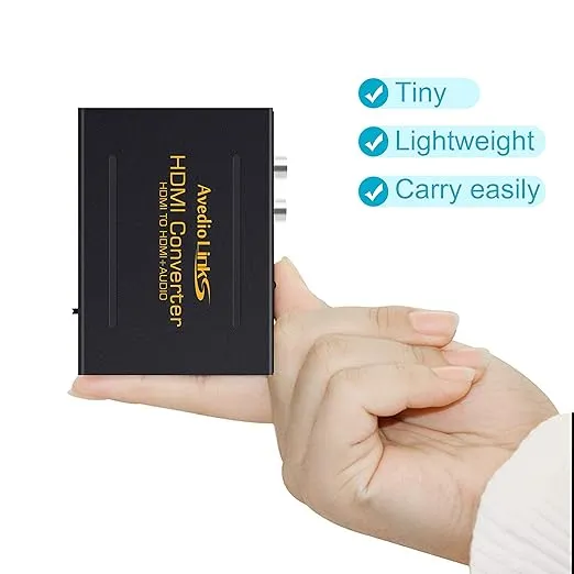 avedio links 4K HDMI Audio Extractor Splitter, 1080P HDMI to HDMI Audio Converter + Optical Toslink SPDIF + L/R Stereo Analog Audio, HDMI Audio Adapter for Fire Stick, Blu-Ray Player (4K 30Hz Black)