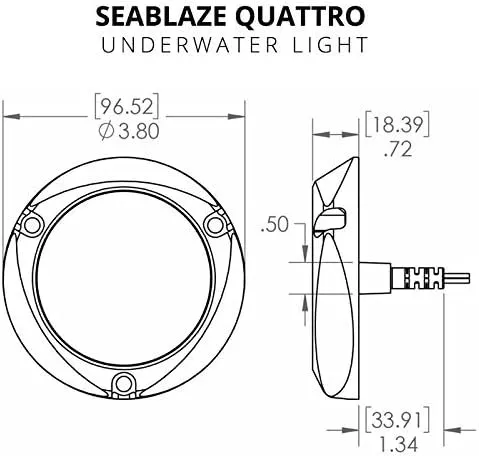 Lumitec Lighting 101510, LED Underwater Light, SeaBlaze Quattro Underwater Light, Spectrum Full-Color RGBW