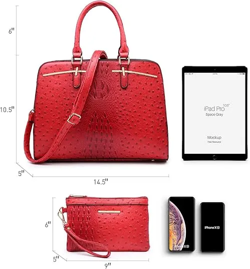 Women Handbag Wallet Tote Bag Shoulder Bag Hobo Bag Top Handle Satchel Purse Set 2pcs w/ 3 Compartments
