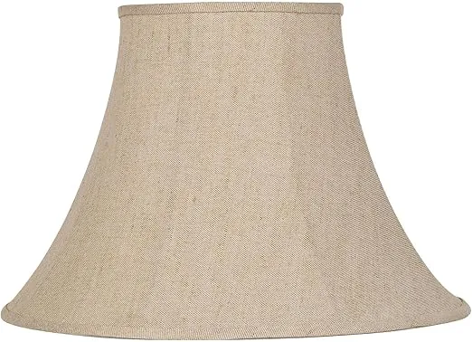 Beige Linen Large Bell Lamp Shade 9" Top x 19" Bottom x 12.5" High (Spider) Replacement with Harp and Finial - Springcrest
