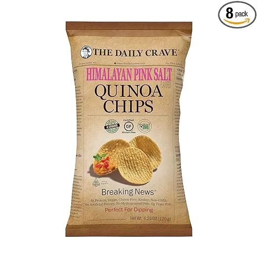 The Daily Crave Himalayan Pink Salt Quinoa Chips, 4.25 Oz (Pack Of 8) 4g Protein, 2g Fiber, Gluten-Free, Non-Gmo, Crunchy