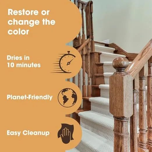 Furniture Clinic Wood Stain | Multiple Finishes | Fast Drying | Indoor and Outdoor Furniture and More | Water Based, Low Odor, Non-Toxic | Polyurethane| Dark Oak (8.5oz / 250ml)