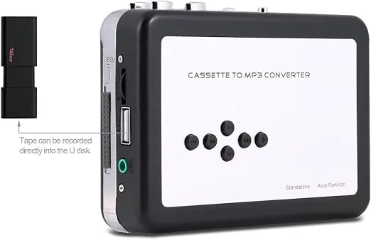 Reshow Portable Cassette Player, Best Overall Standalone USB Cassette to MP3 Converter, Audio Music Cassette Tape to Digital Converter Player (White)