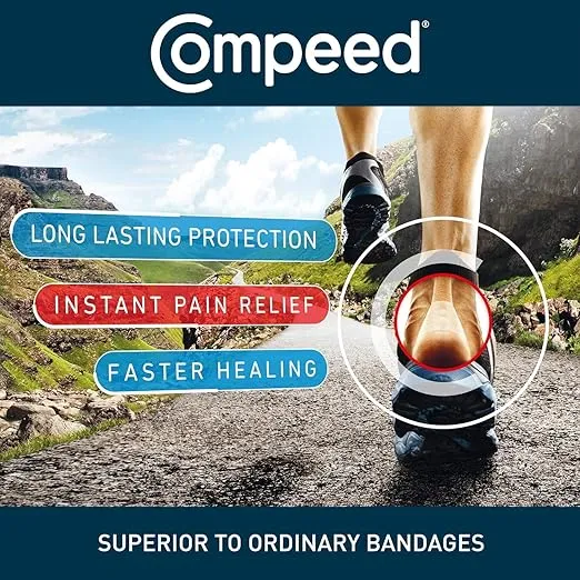 Compeed Advanced Blister Care 8 Count Sports Medium (2 Packs), Hydrocolloid Bandages, Heel Blister Patches, Blister on Foot, Blister Prevention & Treatment Help, Waterproof Cushions